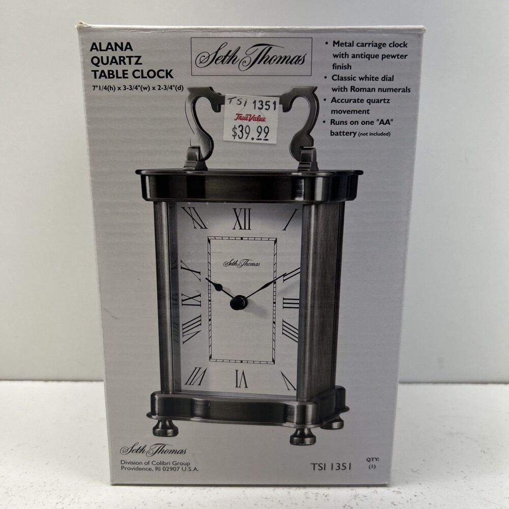 Seth Thomas Alana Quartz Table Clock 7-1/4”x3-3/4”x2-3/4” Open‎ Box/New